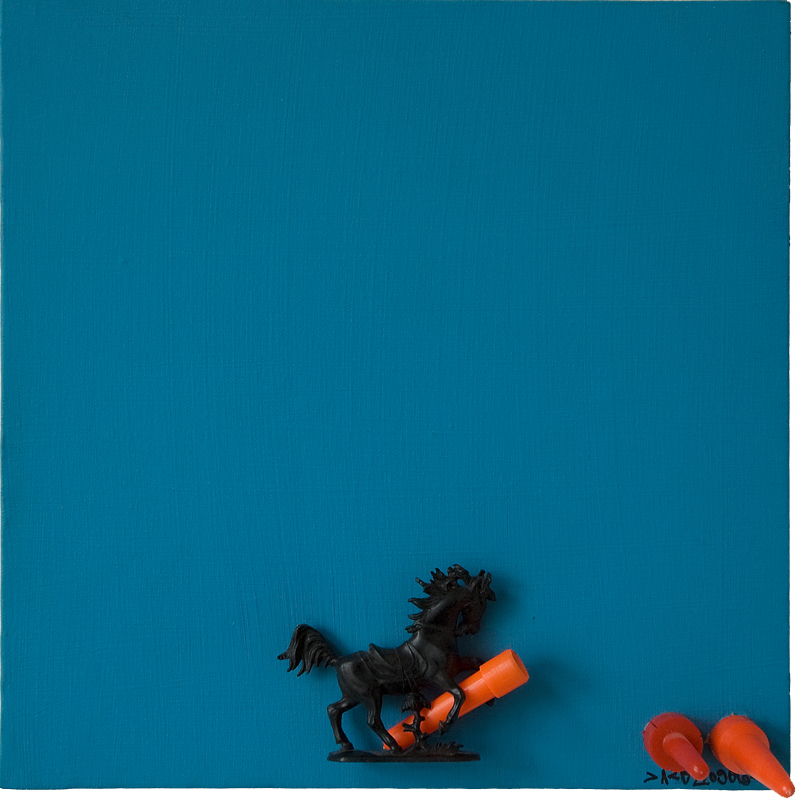 Click to enlarge 3 (acryl/various objects on canvas, 30x30cm, 2006) by heike kastler