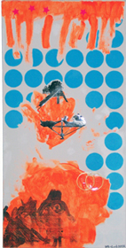 Click to enlarge protection - acryl/photos, various objects on canvas, 30x60 cm, 2004) by heike kastler