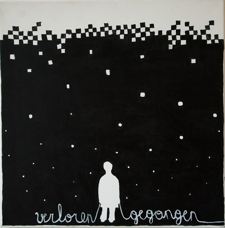 Click to enlarge verloren gegangen (acryl on canvas, 40x40 cm, 2007) by heike kastler